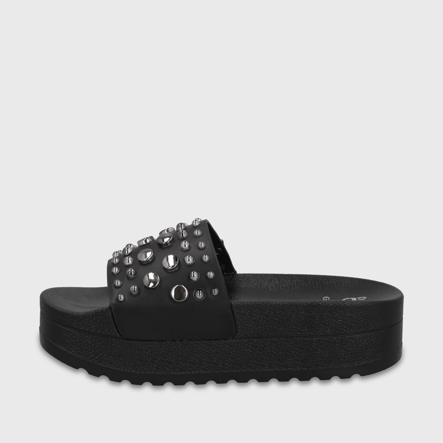 Sandalia Plataforma Negra Mujer 64020