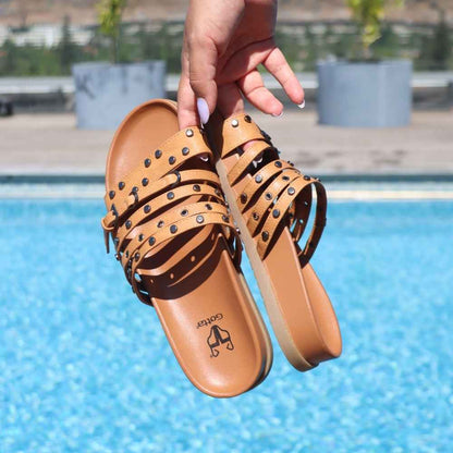 Sandalia Camel Mujer 64160