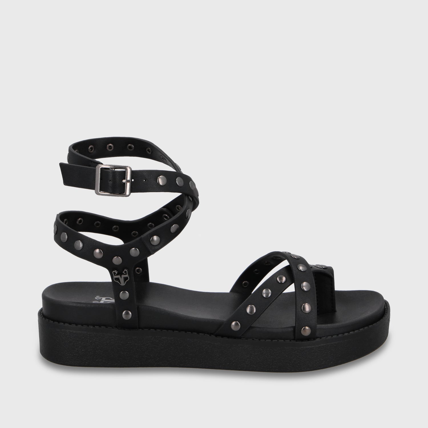 Sandalia Plataforma Negra Mujer 64170