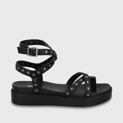 Sandalia Plataforma Negra Mujer 64170
