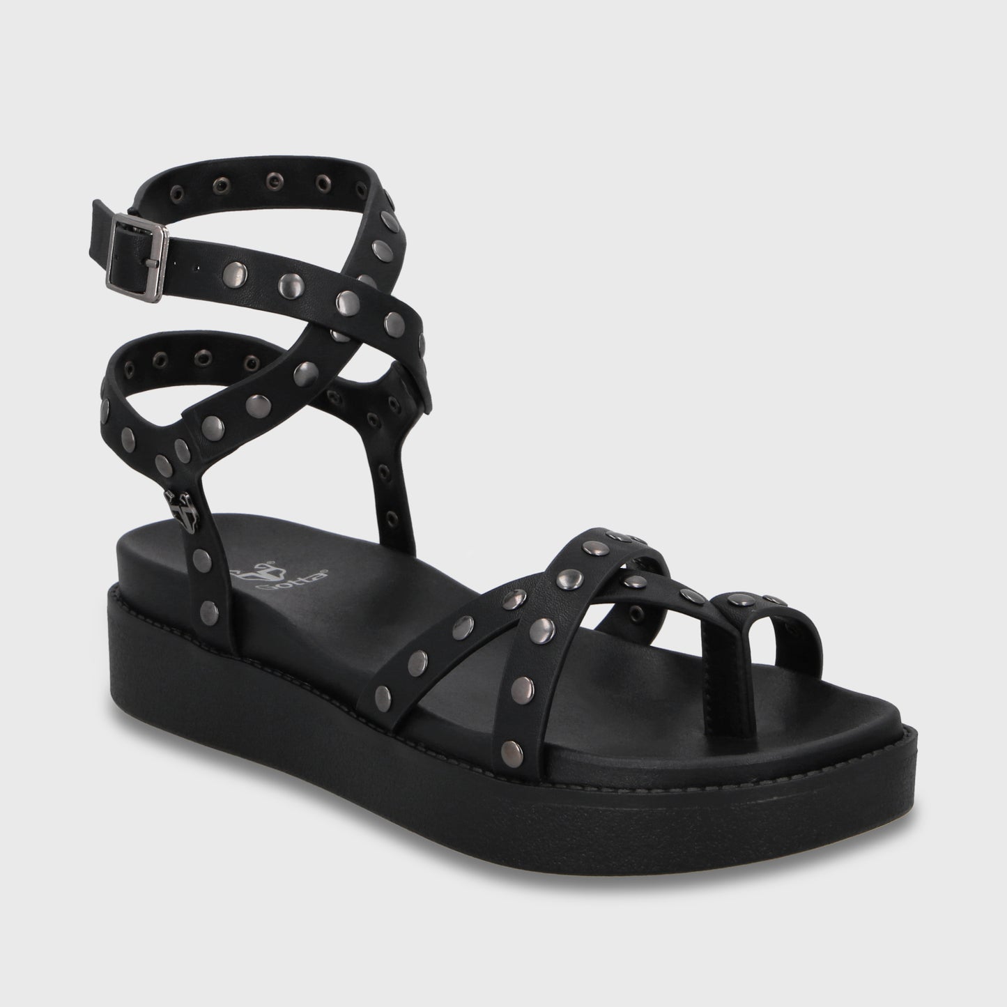 Sandalia Plataforma Negra Mujer 64170