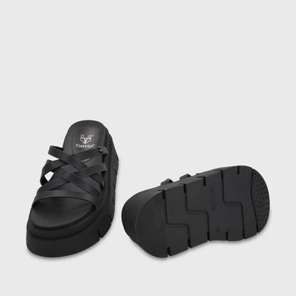 Sandalia Plataforma Negra Mujer 65810