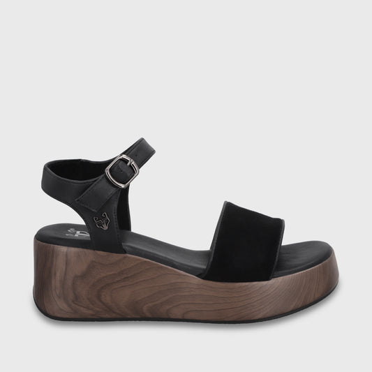 Sandalia Plataforma Negra Mujer 65820