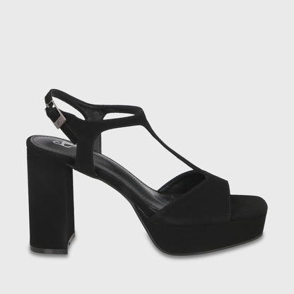 Sandalia Taco Negra Mujer 65910