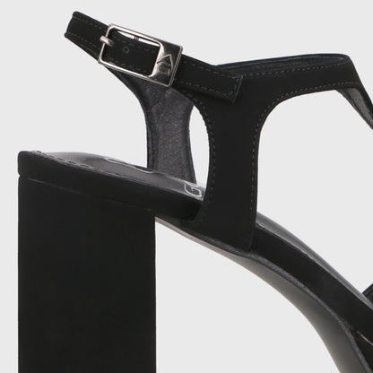 Sandalia Taco Negra Mujer 65910