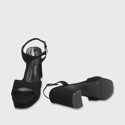 Sandalia Taco Negra Mujer 65910