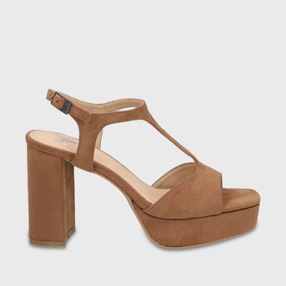Sandalia Taco Camel Mujer 65910