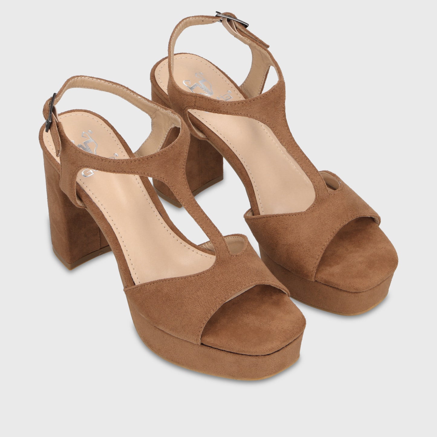 Sandalia Taco Camel Mujer 65910