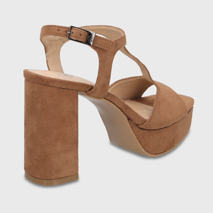 Sandalia Taco Camel Mujer 65910