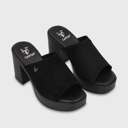 Sandalia Taco Negra Mujer 65920