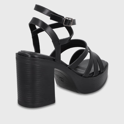 Sandalia Taco Negra Mujer 65921