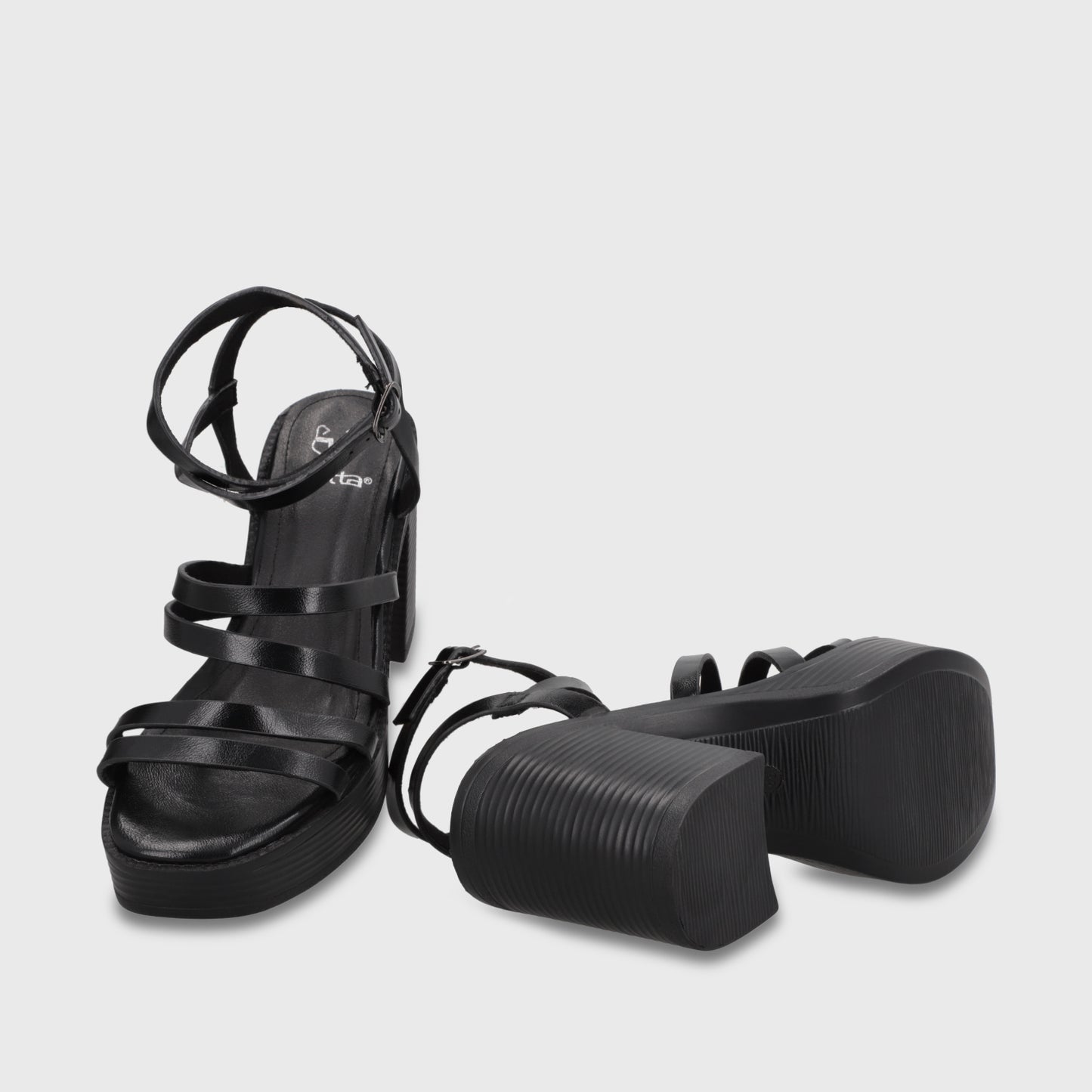 Sandalia Taco Negra Mujer 65921