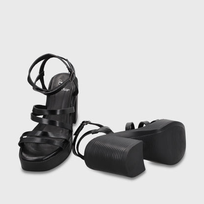 Sandalia Taco Negra Mujer 65921