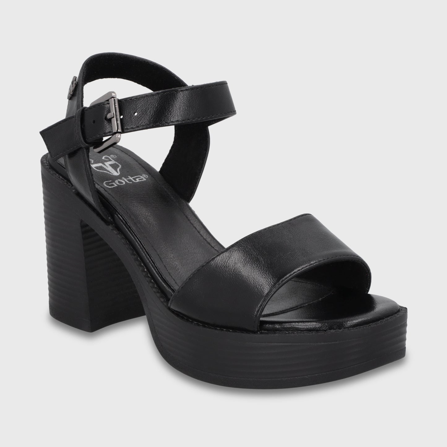 Sandalia Taco Negra Mujer 65922
