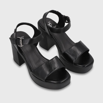 Sandalia Taco Negra Mujer 65922