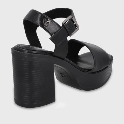 Sandalia Taco Negra Mujer 65922