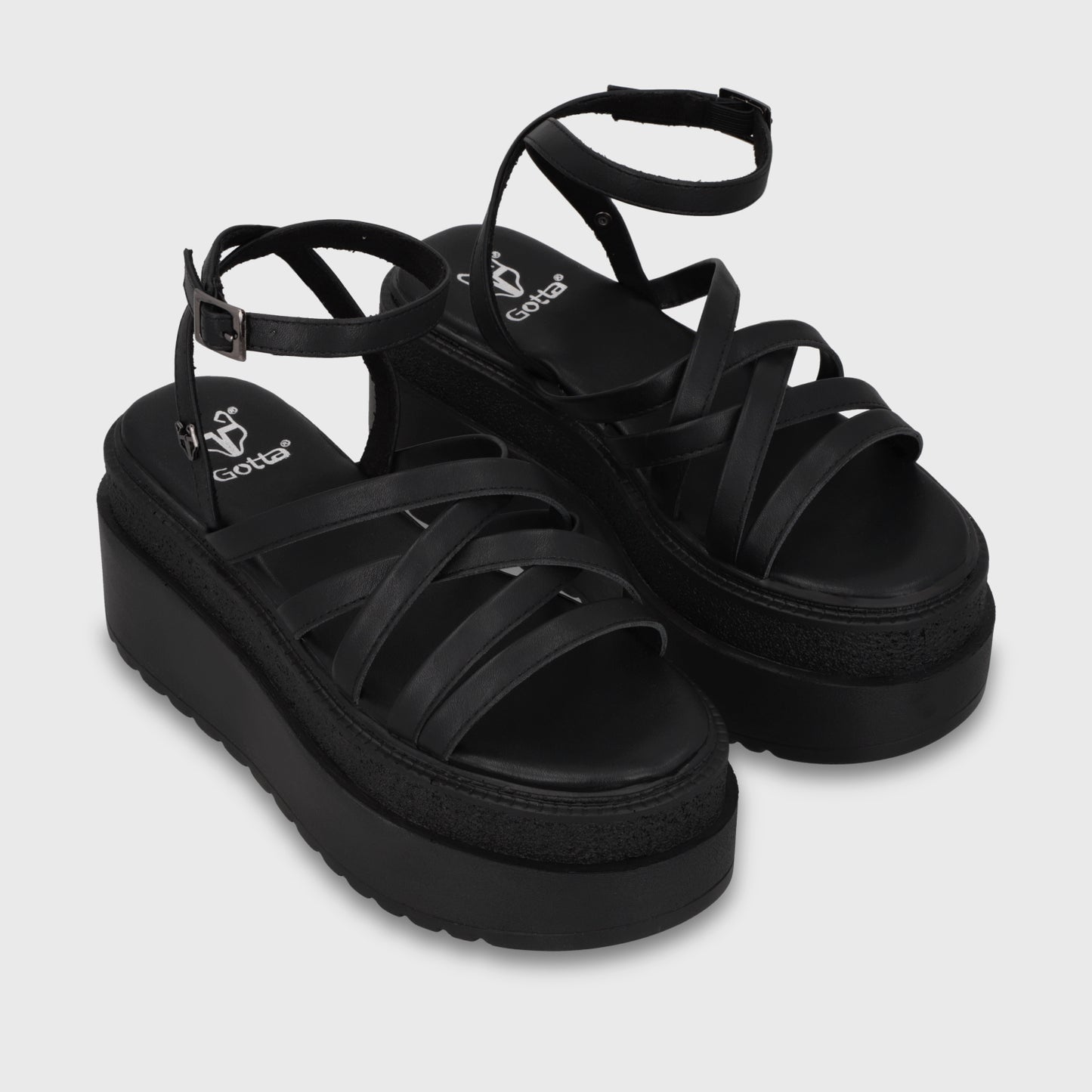 Sandalia Plataforma Negro Mujer 65931