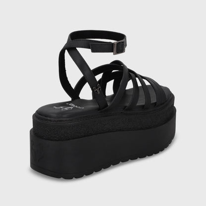 Sandalia Plataforma Negro Mujer 65931