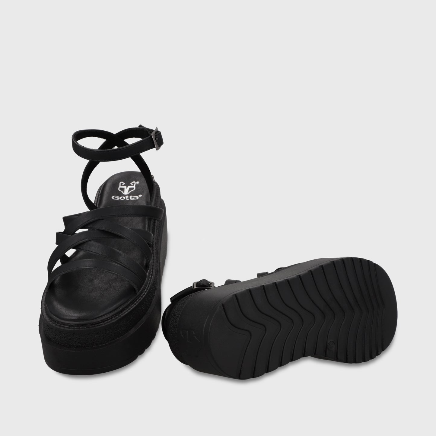 Sandalia Plataforma Negro Mujer 65931