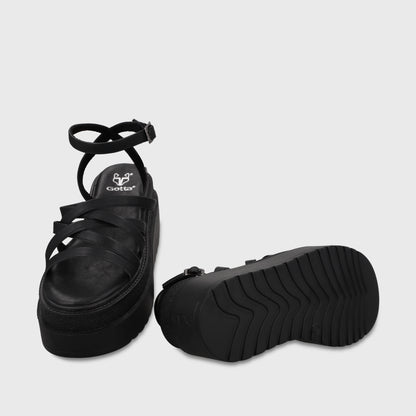 Sandalia Plataforma Negro Mujer 65931
