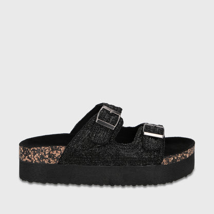 Sandalia Plataforma Negro Mujer 65951