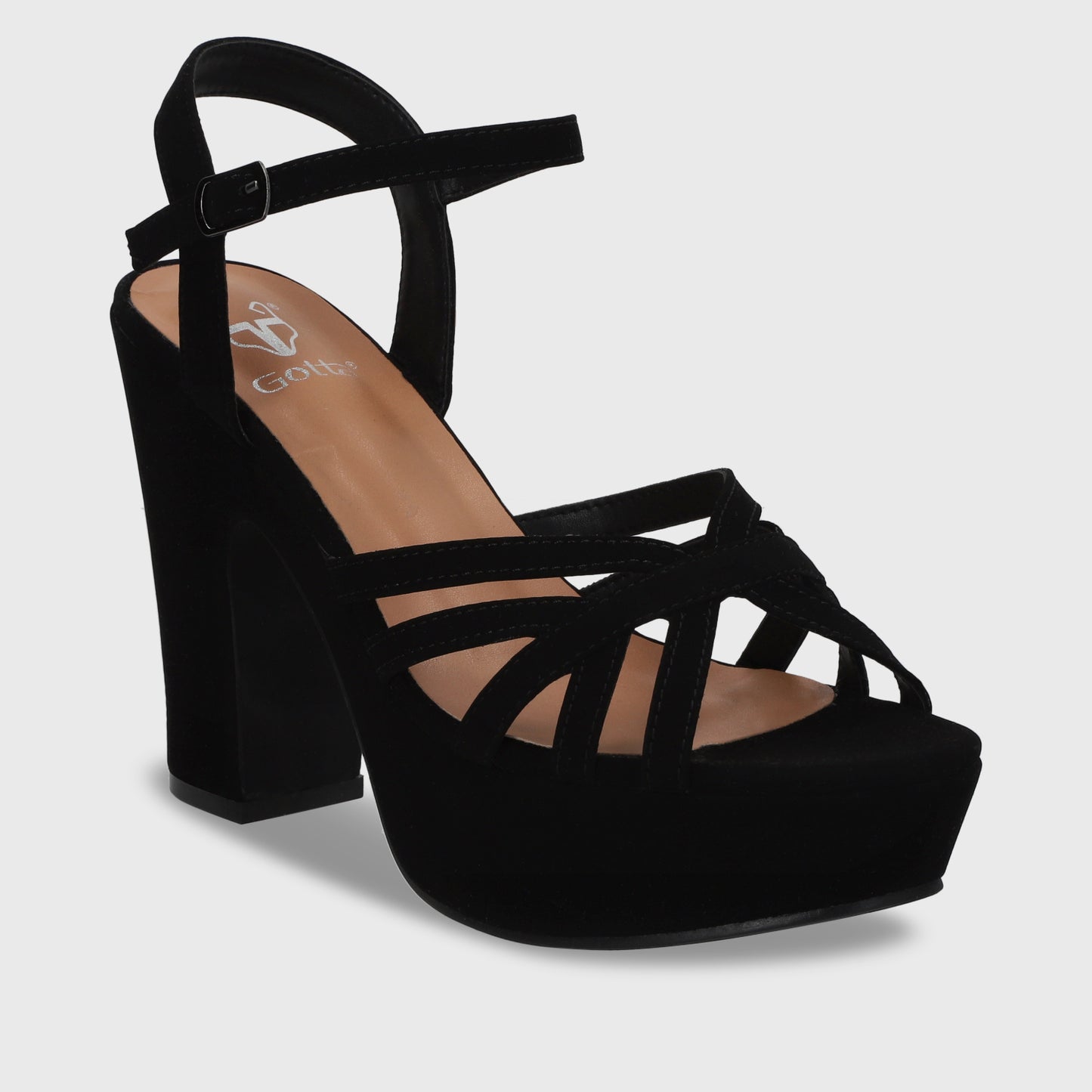 Sandalia  Negra  Taco Mujer 86131