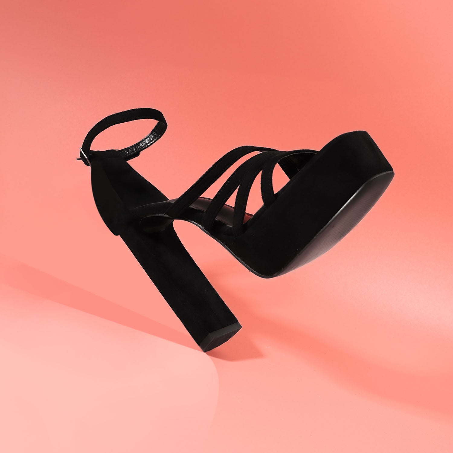 Sandalia  Negra  Taco Mujer 86131