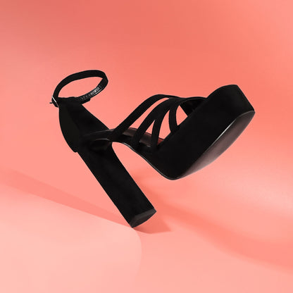 Sandalia  Negra  Taco Mujer 86131