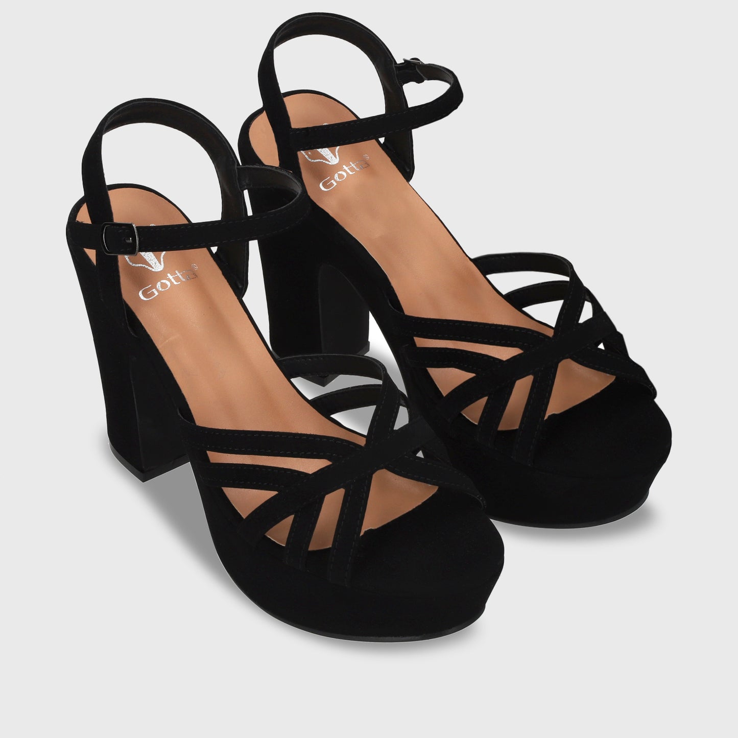 Sandalia  Negra  Taco Mujer 86131