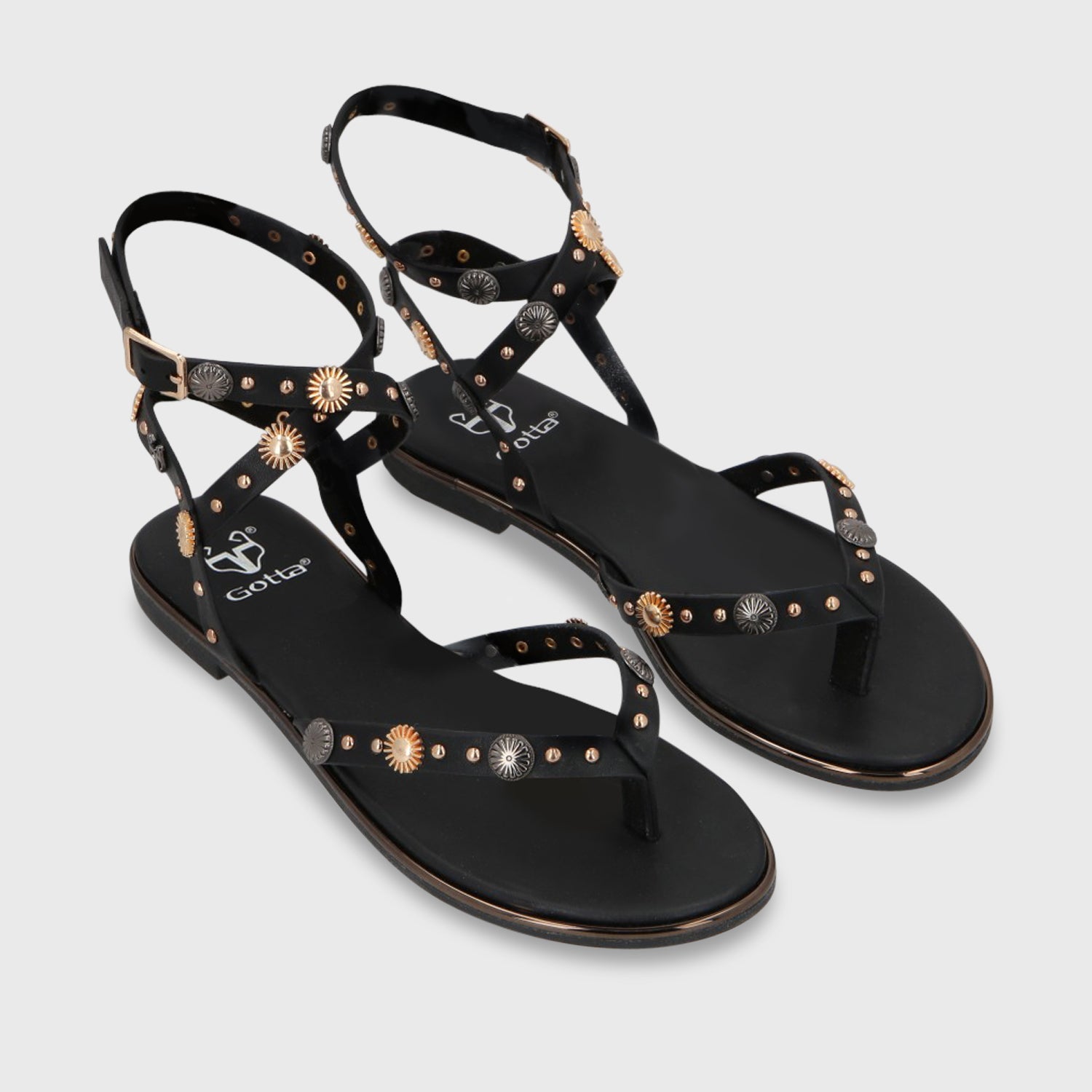 Sandalia Plana Negra Mujer 55211 - Gotta Perú