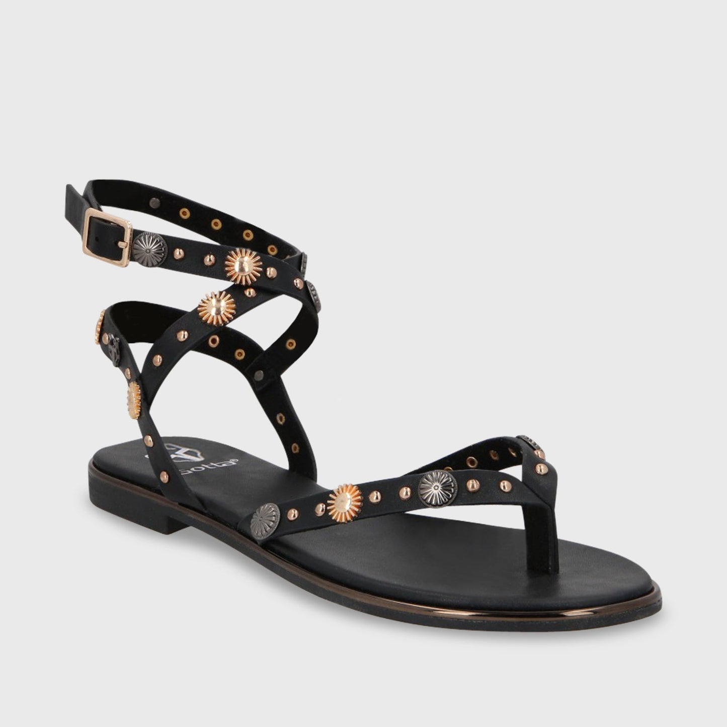 Sandalia Plana Negra Mujer 55211 - Gotta Perú