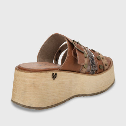 Sandalia Plataforma Beige Mujer 45841