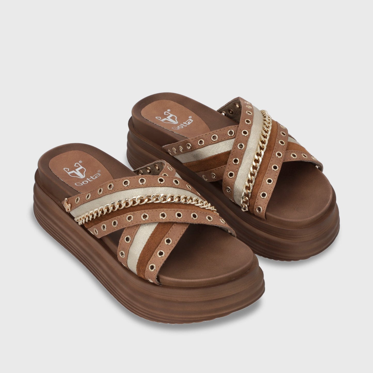 Sandalia Plataforma Camel Mujer 1571B - Gotta Perú