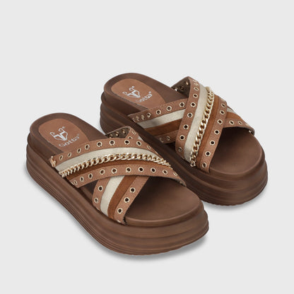 Sandalia Plataforma Camel Mujer 1571B - Gotta Perú