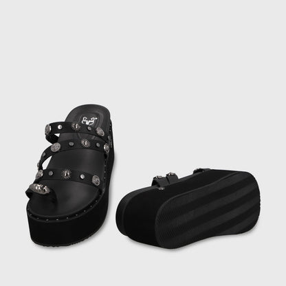 Sandalia Plataforma Negra Mujer 1566G - Gotta Perú