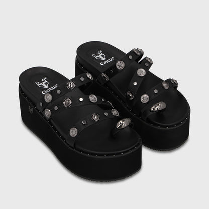 Sandalia Plataforma Negra Mujer 1566G - Gotta Perú