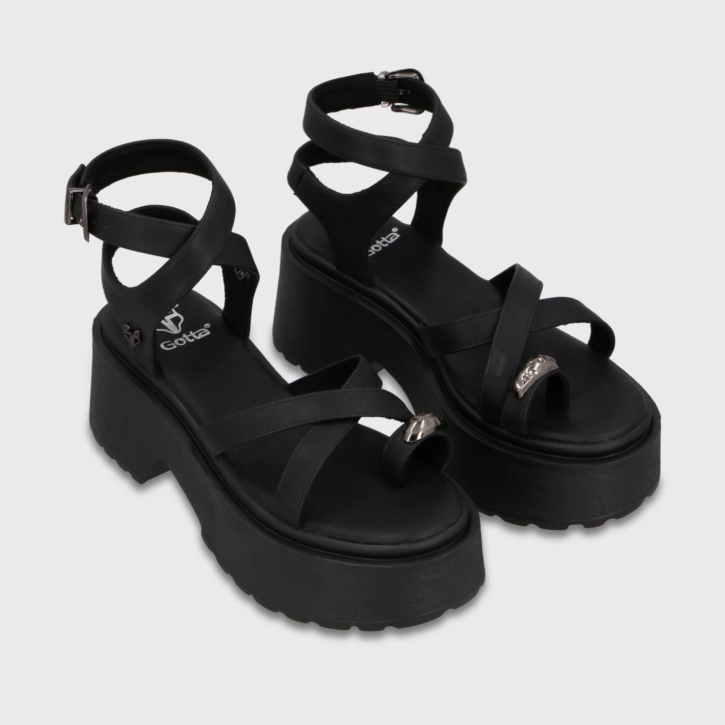 Sandalia Plataforma Negra Mujer 45986 - Gotta Perú