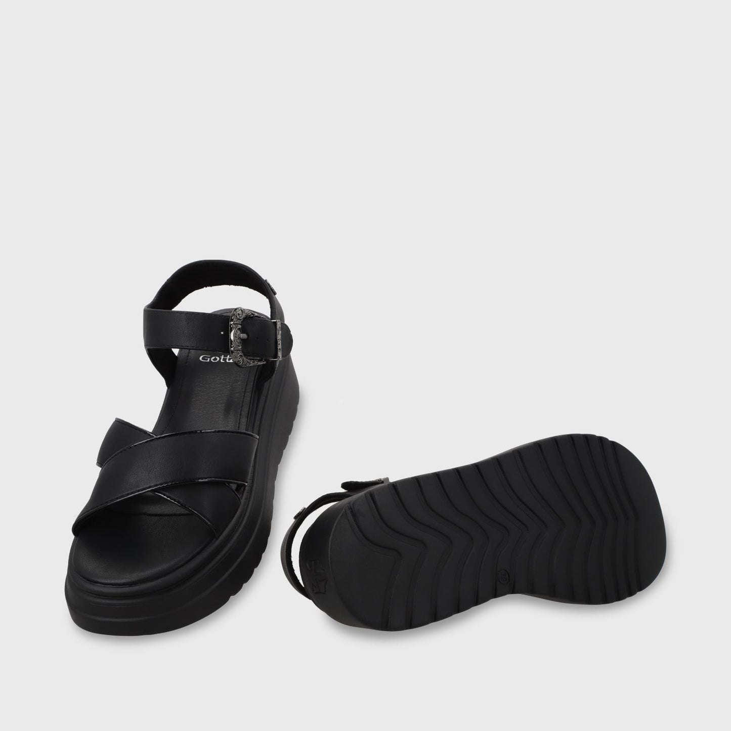 Sandalia Plataforma Negra Mujer 55923 - Gotta Perú