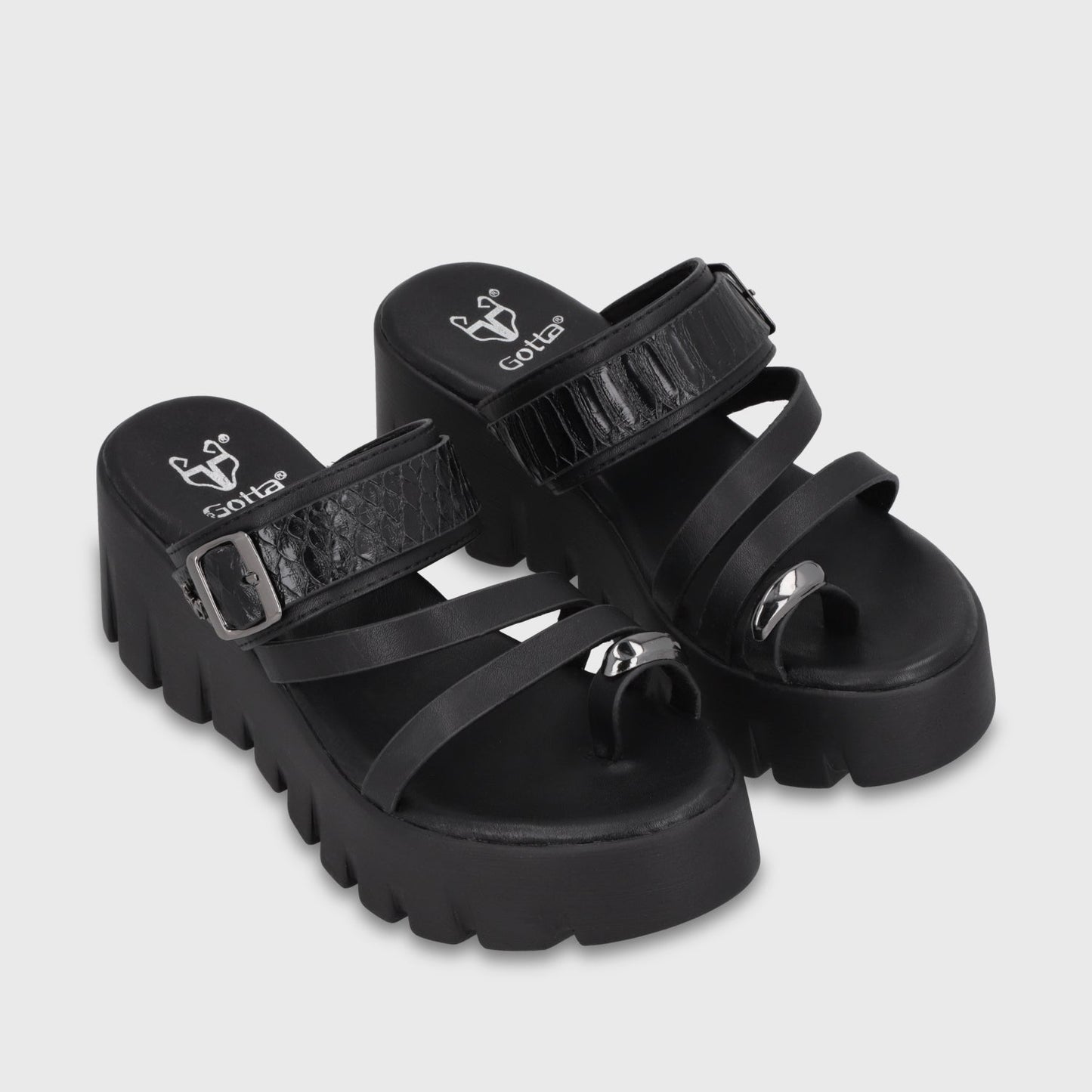 Sandalia Plataforma Negra Mujer 65941 - Gotta Perú