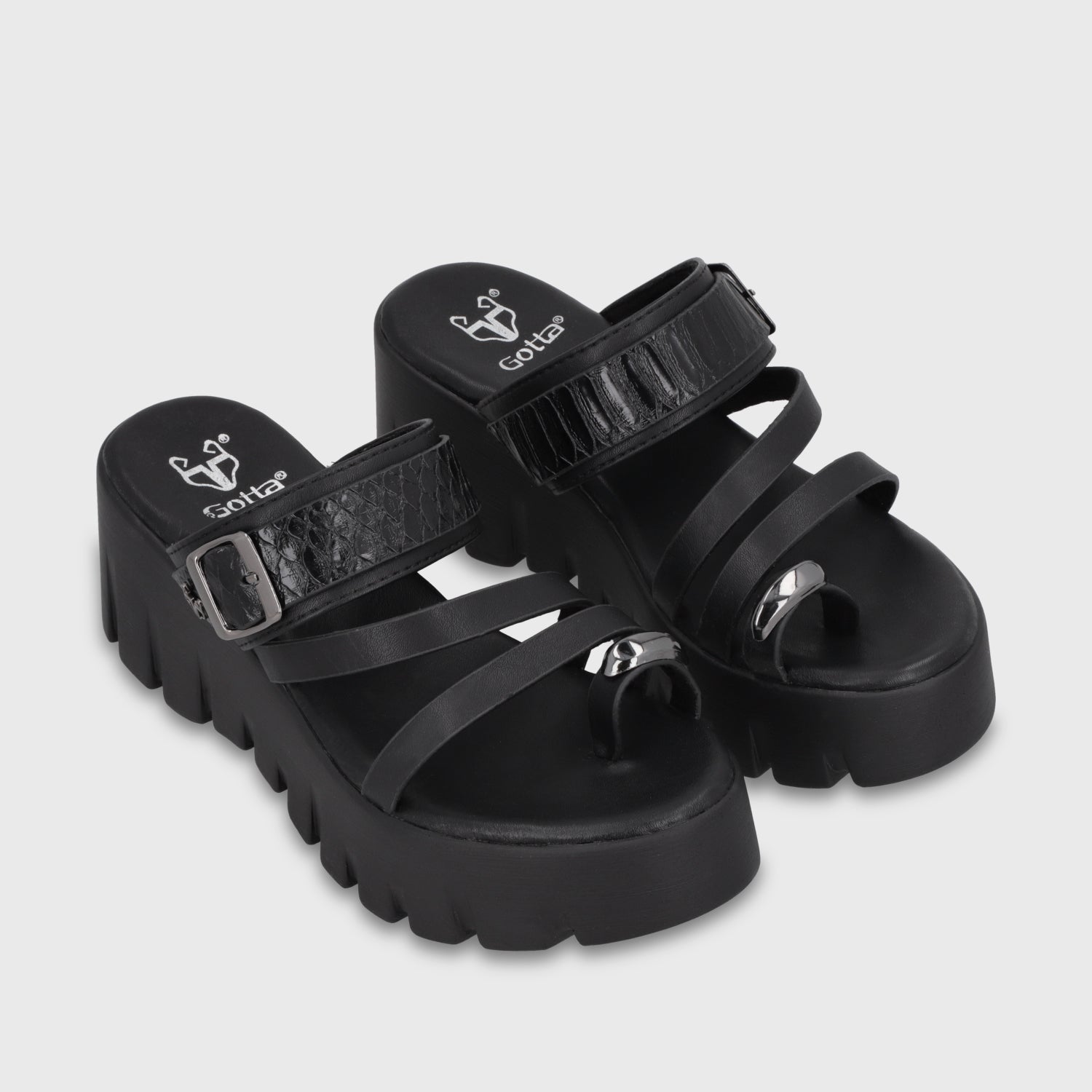 Sandalia Plataforma Negra Mujer 65941 - Gotta Perú