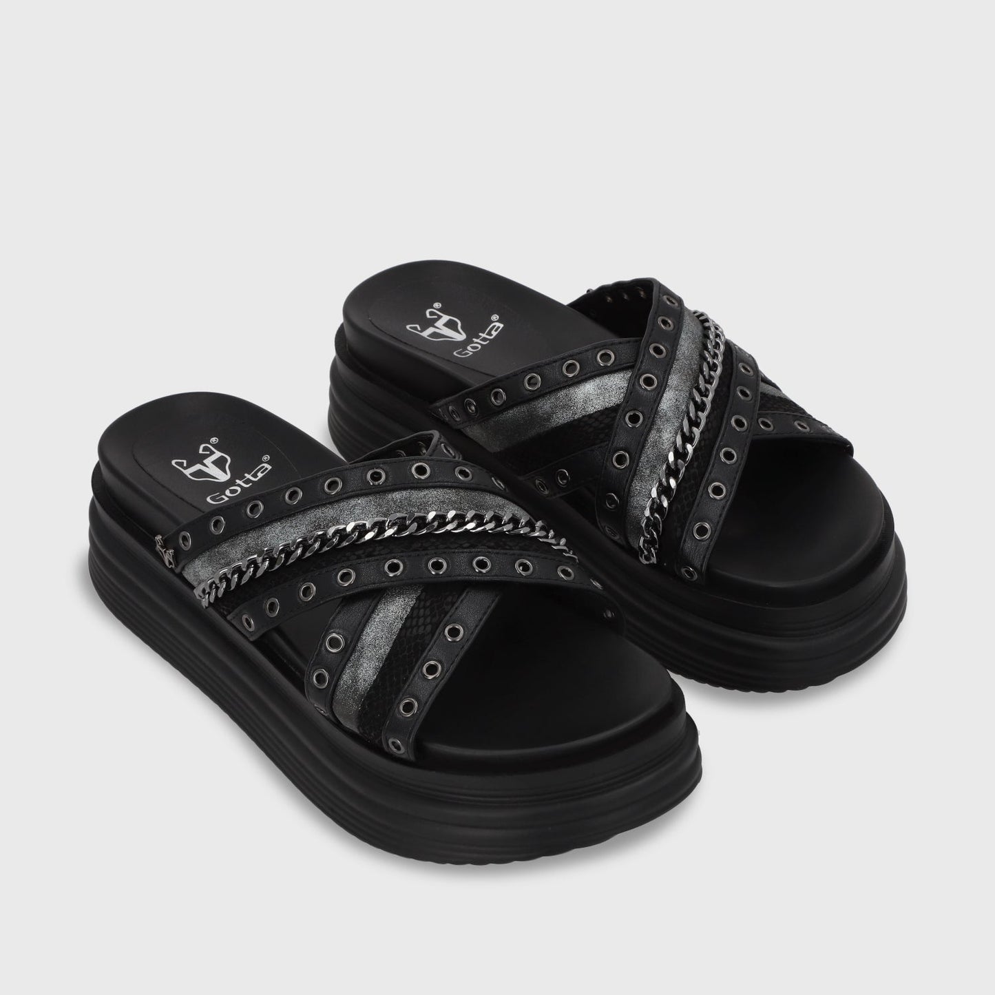 Sandalia Plataforma Negro Mujer 1571B - Gotta Perú