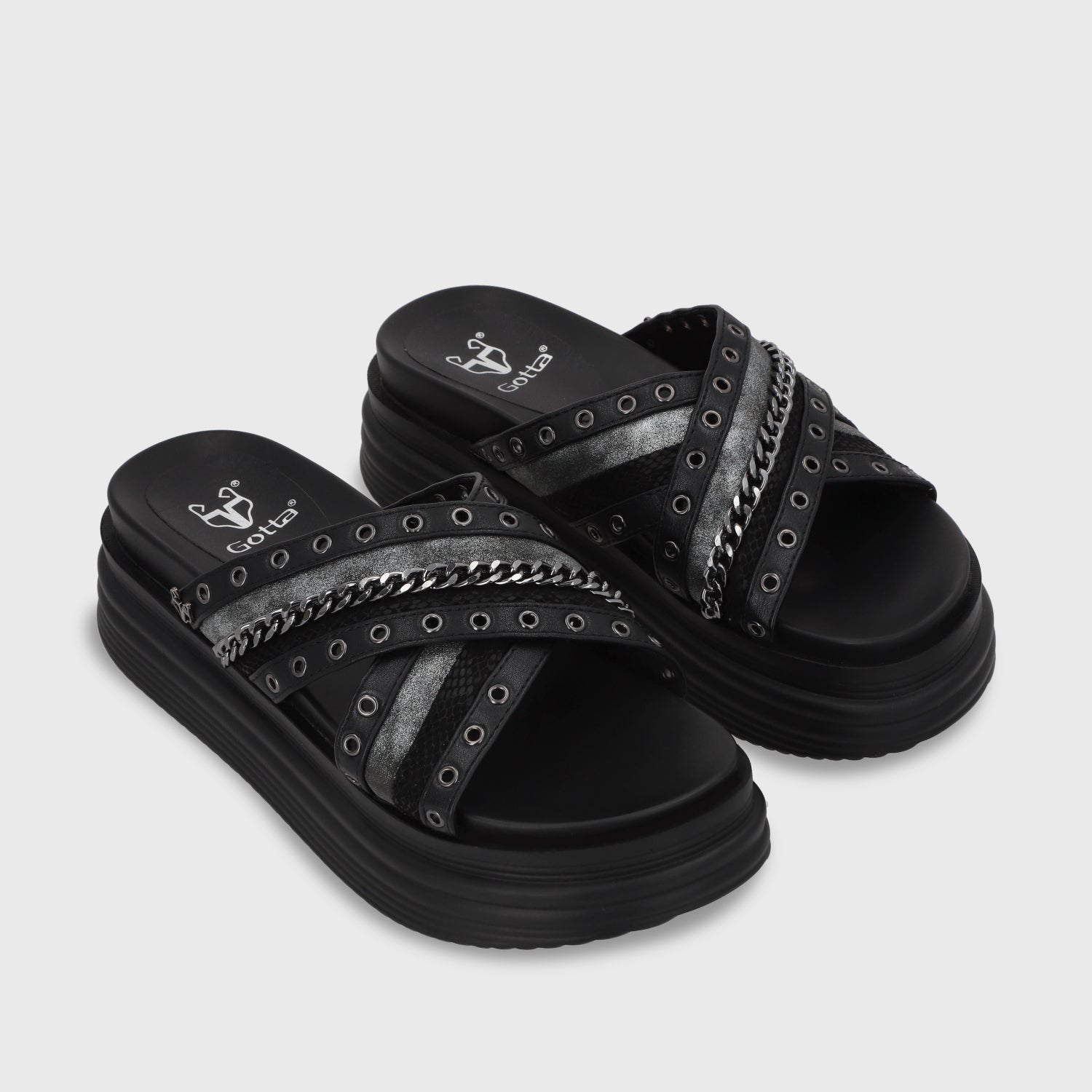 Sandalia Plataforma Negro Mujer 1571B - Gotta Perú