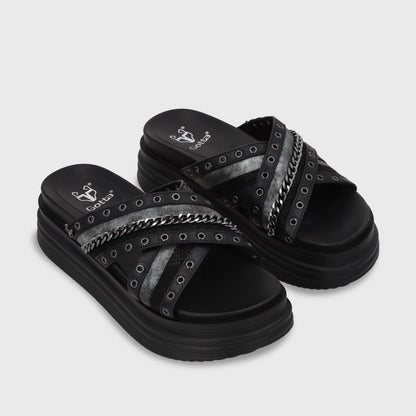 Sandalia Plataforma Negro Mujer 1571B - Gotta Perú