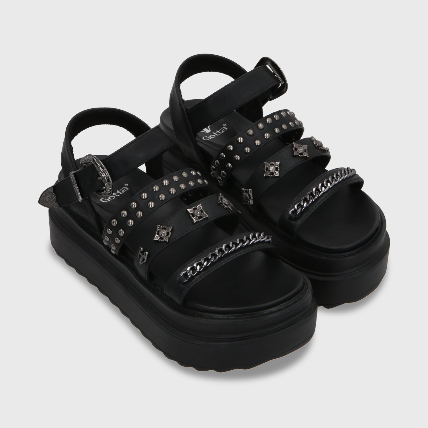 Sandalia Plataforma Negro Mujer 25235 - Gotta Perú